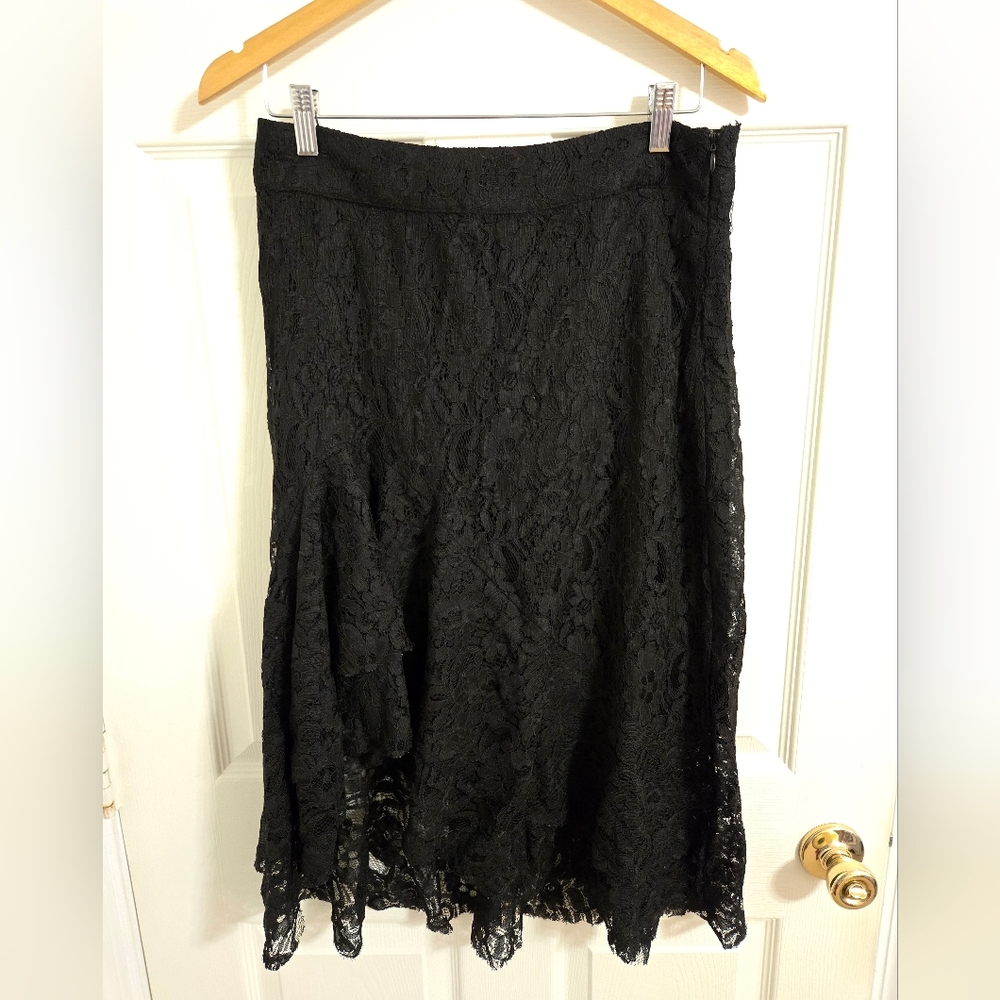 Who What Wear Black Lace High Low  Skirt Size 8 NWT